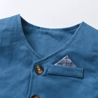 Load image into Gallery viewer, 3 Pieces Set Baby Kid Boys Birthday Flower Bow Print Shirts Solid Color Vests Waistcoats And Rompers Wholesale 230411151
