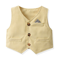 Load image into Gallery viewer, 3 Pieces Set Baby Kid Boys Birthday Flower Bow Print Shirts Solid Color Vests Waistcoats And Rompers Wholesale 230411151
