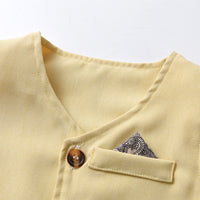 Load image into Gallery viewer, 3 Pieces Set Baby Kid Boys Birthday Flower Bow Print Shirts Solid Color Vests Waistcoats And Rompers Wholesale 230411151
