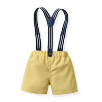 Load image into Gallery viewer, 3 Pieces Set Baby Kid Boys Birthday Flower Bow Print Shirts Solid Color Vests Waistcoats And Rompers Wholesale 230411151
