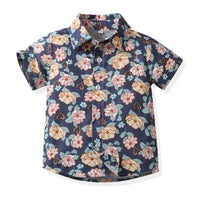 Load image into Gallery viewer, 3 Pieces Set Baby Kid Boys Birthday Flower Bow Print Shirts Solid Color Vests Waistcoats And Rompers Wholesale 230411151
