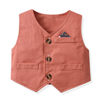 Load image into Gallery viewer, 3 Pieces Set Baby Kid Boys Birthday Flower Bow Print Shirts Solid Color Vests Waistcoats And Rompers Wholesale 230411151
