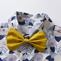 Load image into Gallery viewer, 3 Pieces Set Baby Kid Boys Birthday Flower Bow Print Shirts Solid Color Vests Waistcoats And Rompers Wholesale 230411151
