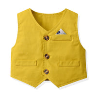 Load image into Gallery viewer, 3 Pieces Set Baby Kid Boys Birthday Flower Bow Print Shirts Solid Color Vests Waistcoats And Rompers Wholesale 230411151
