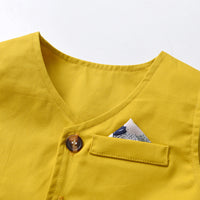 Load image into Gallery viewer, 3 Pieces Set Baby Kid Boys Birthday Flower Bow Print Shirts Solid Color Vests Waistcoats And Rompers Wholesale 230411151
