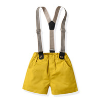 Load image into Gallery viewer, 3 Pieces Set Baby Kid Boys Birthday Flower Bow Print Shirts Solid Color Vests Waistcoats And Rompers Wholesale 230411151
