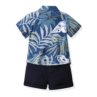 Load image into Gallery viewer, 2 Pieces Set Baby Kid Boys Flower Print T-Shirts And Solid Color Shorts Wholesale 230411152
