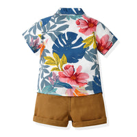 Load image into Gallery viewer, 2 Pieces Set Baby Kid Boys Flower Print T-Shirts And Solid Color Shorts Wholesale 230411152
