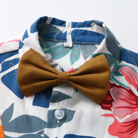 Load image into Gallery viewer, 2 Pieces Set Baby Kid Boys Flower Print T-Shirts And Solid Color Shorts Wholesale 230411152
