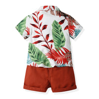 Load image into Gallery viewer, 2 Pieces Set Baby Kid Boys Flower Print T-Shirts And Solid Color Shorts Wholesale 230411152
