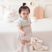 Load image into Gallery viewer, Baby Girls Flower Embroidered Rompers Wholesale 230411156
