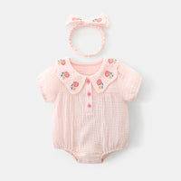 Load image into Gallery viewer, Baby Girls Flower Embroidered Rompers Wholesale 230411161
