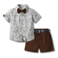 Load image into Gallery viewer, 2 Pieces Set Baby Kid Boys Flower Print Shirts And Solid Color Shorts Wholesale 230411163
