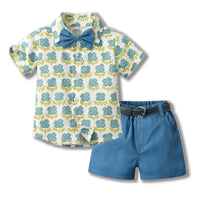 Load image into Gallery viewer, 2 Pieces Set Baby Kid Boys Flower Print Shirts And Solid Color Shorts Wholesale 230411163
