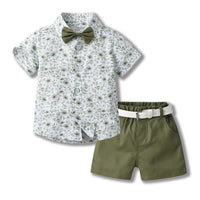 Load image into Gallery viewer, 2 Pieces Set Baby Kid Boys Flower Print Shirts And Solid Color Shorts Wholesale 230411163
