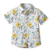 Load image into Gallery viewer, 2 Pieces Set Baby Kid Boys Flower Print Shirts And Solid Color Shorts Wholesale 230411163
