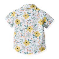Load image into Gallery viewer, 2 Pieces Set Baby Kid Boys Flower Print Shirts And Solid Color Shorts Wholesale 230411163
