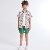 Load image into Gallery viewer, 3 Pieces Set Baby Kid Boys Solid Color Print T-Shirts Flower Shirts Shorts And Wholesale 230411165
