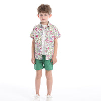 Load image into Gallery viewer, 3 Pieces Set Baby Kid Boys Solid Color Print T-Shirts Flower Shirts Shorts And Wholesale 230411165
