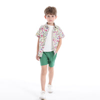 Load image into Gallery viewer, 3 Pieces Set Baby Kid Boys Solid Color Print T-Shirts Flower Shirts Shorts And Wholesale 230411165
