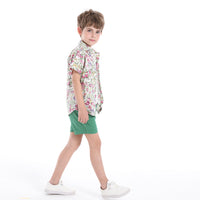Load image into Gallery viewer, 3 Pieces Set Baby Kid Boys Solid Color Print T-Shirts Flower Shirts Shorts And Wholesale 230411165
