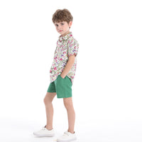 Load image into Gallery viewer, 3 Pieces Set Baby Kid Boys Solid Color Print T-Shirts Flower Shirts Shorts And Wholesale 230411165
