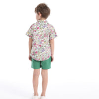 Load image into Gallery viewer, 3 Pieces Set Baby Kid Boys Solid Color Print T-Shirts Flower Shirts Shorts And Wholesale 230411165
