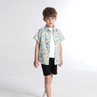 Load image into Gallery viewer, 3 Pieces Set Baby Kid Boys Solid Color Print T-Shirts Flower Shirts Shorts And Wholesale 230411165
