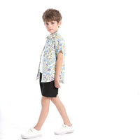 Load image into Gallery viewer, 3 Pieces Set Baby Kid Boys Solid Color Print T-Shirts Flower Shirts Shorts And Wholesale 230411165
