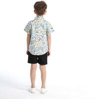 Load image into Gallery viewer, 3 Pieces Set Baby Kid Boys Solid Color Print T-Shirts Flower Shirts Shorts And Wholesale 230411165
