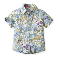 Load image into Gallery viewer, 3 Pieces Set Baby Kid Boys Solid Color Print T-Shirts Flower Shirts Shorts And Wholesale 230411165
