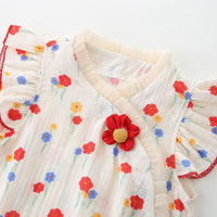 Load image into Gallery viewer, Baby Girls Flower Print Rompers Wholesale 230411170
