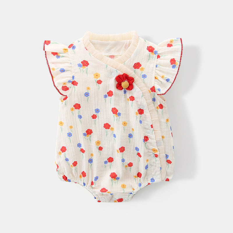 Baby Girls Flower Print Rompers Wholesale 230411170