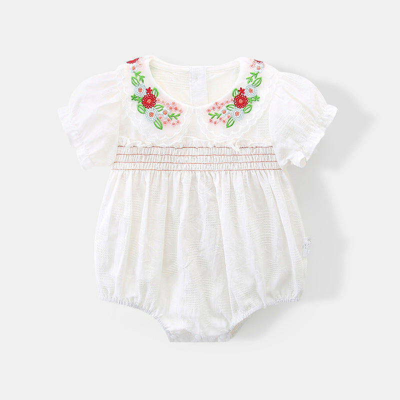 Baby Girls Flower Embroidered Rompers Wholesale 230411175