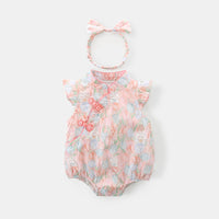 Load image into Gallery viewer, Baby Girls Flower Rabbit Print Rompers Wholesale 230411205
