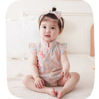 Load image into Gallery viewer, Baby Girls Flower Rabbit Print Rompers Wholesale 230411205
