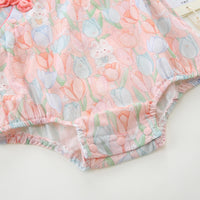 Load image into Gallery viewer, Baby Girls Flower Rabbit Print Rompers Wholesale 230411205
