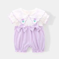 Load image into Gallery viewer, Baby Girls Color-blocking Flower Bow Embroidered Rompers Wholesale 230411235
