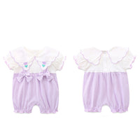 Load image into Gallery viewer, Baby Girls Color-blocking Flower Bow Embroidered Rompers Wholesale 230411235

