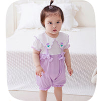 Load image into Gallery viewer, Baby Girls Color-blocking Flower Bow Embroidered Rompers Wholesale 230411235
