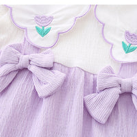 Load image into Gallery viewer, Baby Girls Color-blocking Flower Bow Embroidered Rompers Wholesale 230411235

