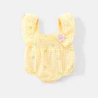 Load image into Gallery viewer, Baby Girls Flower Checked Rompers Wholesale 230411238
