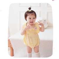 Load image into Gallery viewer, Baby Girls Flower Checked Rompers Wholesale 230411238
