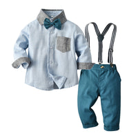 Load image into Gallery viewer, 2 Pieces Set Baby Kid Boys Birthday Color-blocking Bow Shirts And Solid Color Pants Wholesale 23041124

