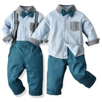 Load image into Gallery viewer, 2 Pieces Set Baby Kid Boys Birthday Color-blocking Bow Shirts And Solid Color Pants Wholesale 23041124
