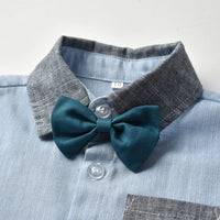 Load image into Gallery viewer, 2 Pieces Set Baby Kid Boys Birthday Color-blocking Bow Shirts And Solid Color Pants Wholesale 23041124
