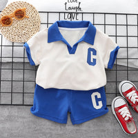Load image into Gallery viewer, 2 Pieces Set Baby Kid Boys Alphabet Polo Shirts And Shorts Wholesale 230411245
