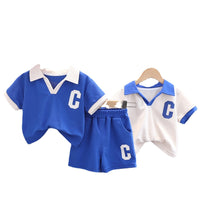 Load image into Gallery viewer, 2 Pieces Set Baby Kid Boys Alphabet Polo Shirts And Shorts Wholesale 230411245
