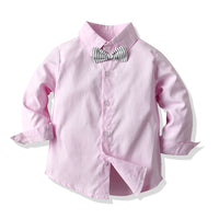 Load image into Gallery viewer, 3 Pieces Set Baby Kid Boys Birthday Party Solid Color Bow Shirts And Striped Checked Vests Waistcoats And Pants Wholesale 23041127
