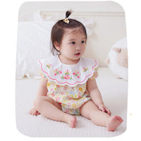 Load image into Gallery viewer, Baby Girls Flower Embroidered Print Rompers Wholesale 230411279
